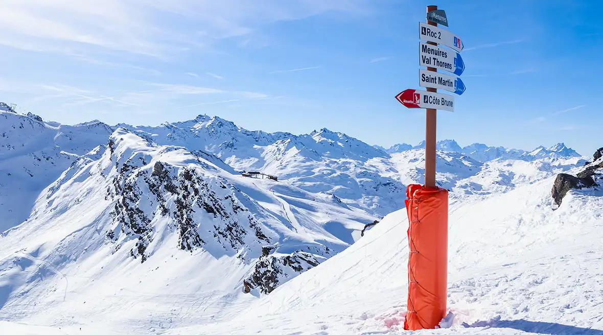 signpost on ski slopes