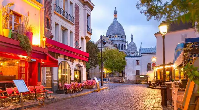 The streets of Sacré Cœur at a more peaceful time than New Year’s Eve!