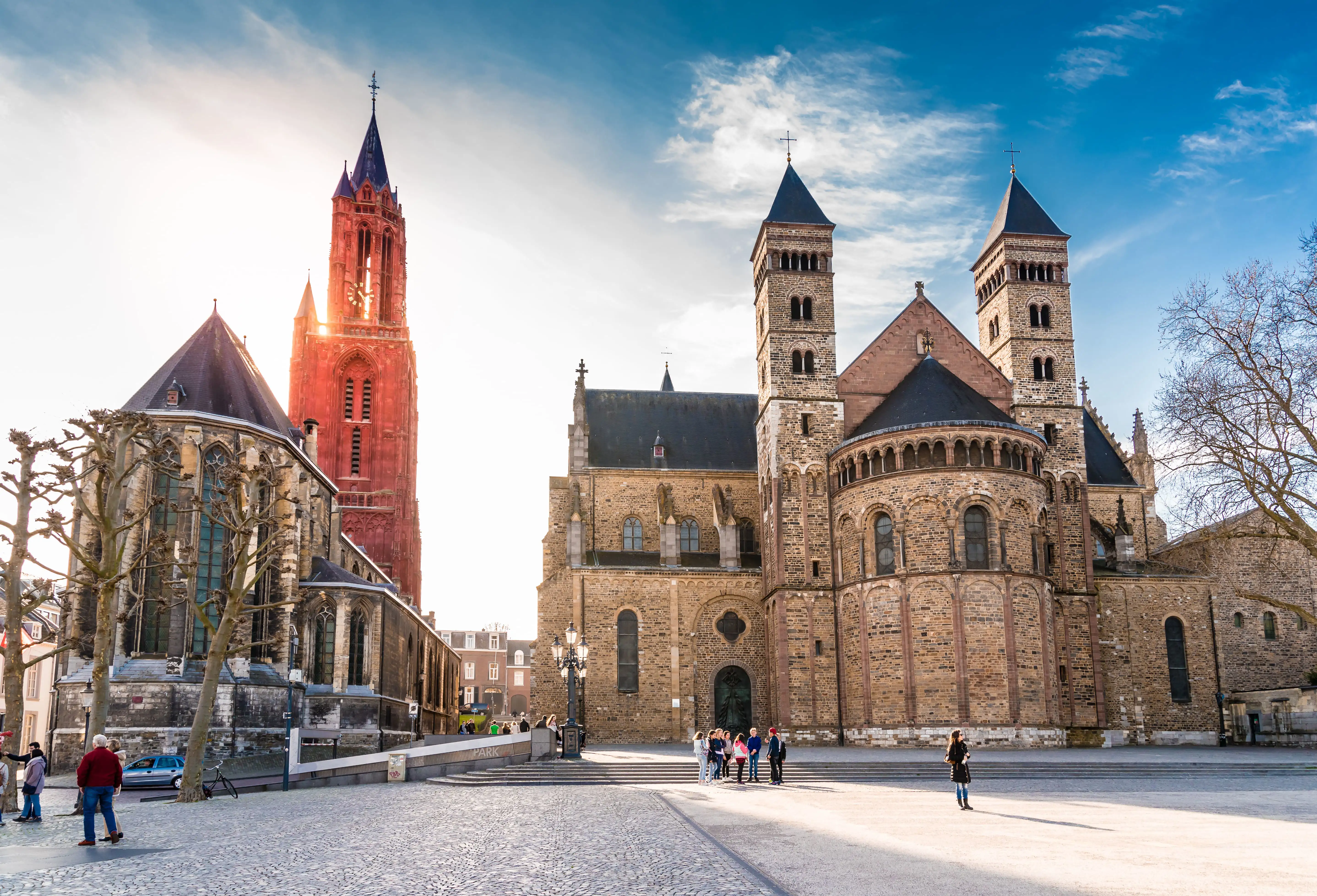 Two large churches in Vrijthof Square, Maastricht