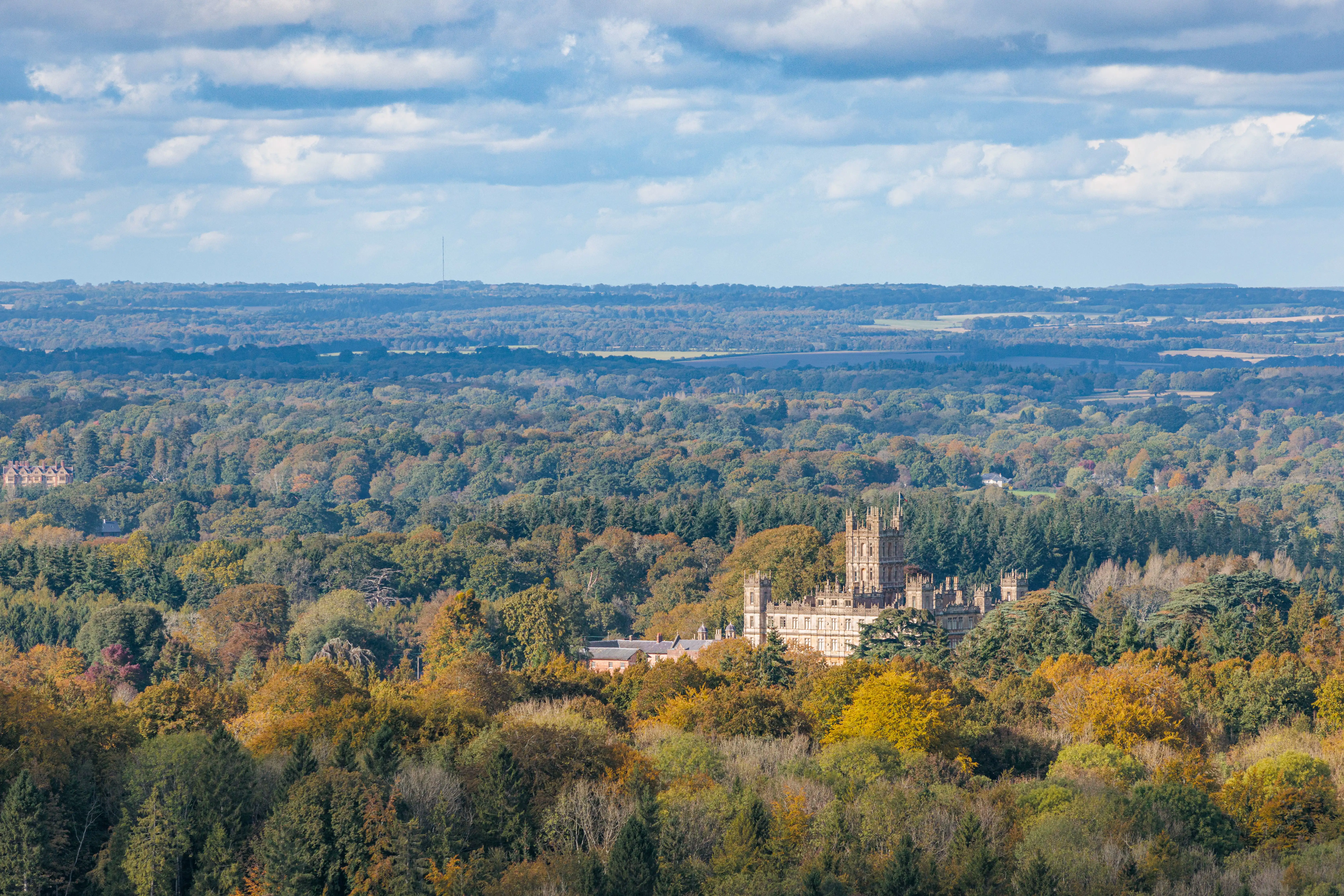 Un château émerge d’un paysage boisé