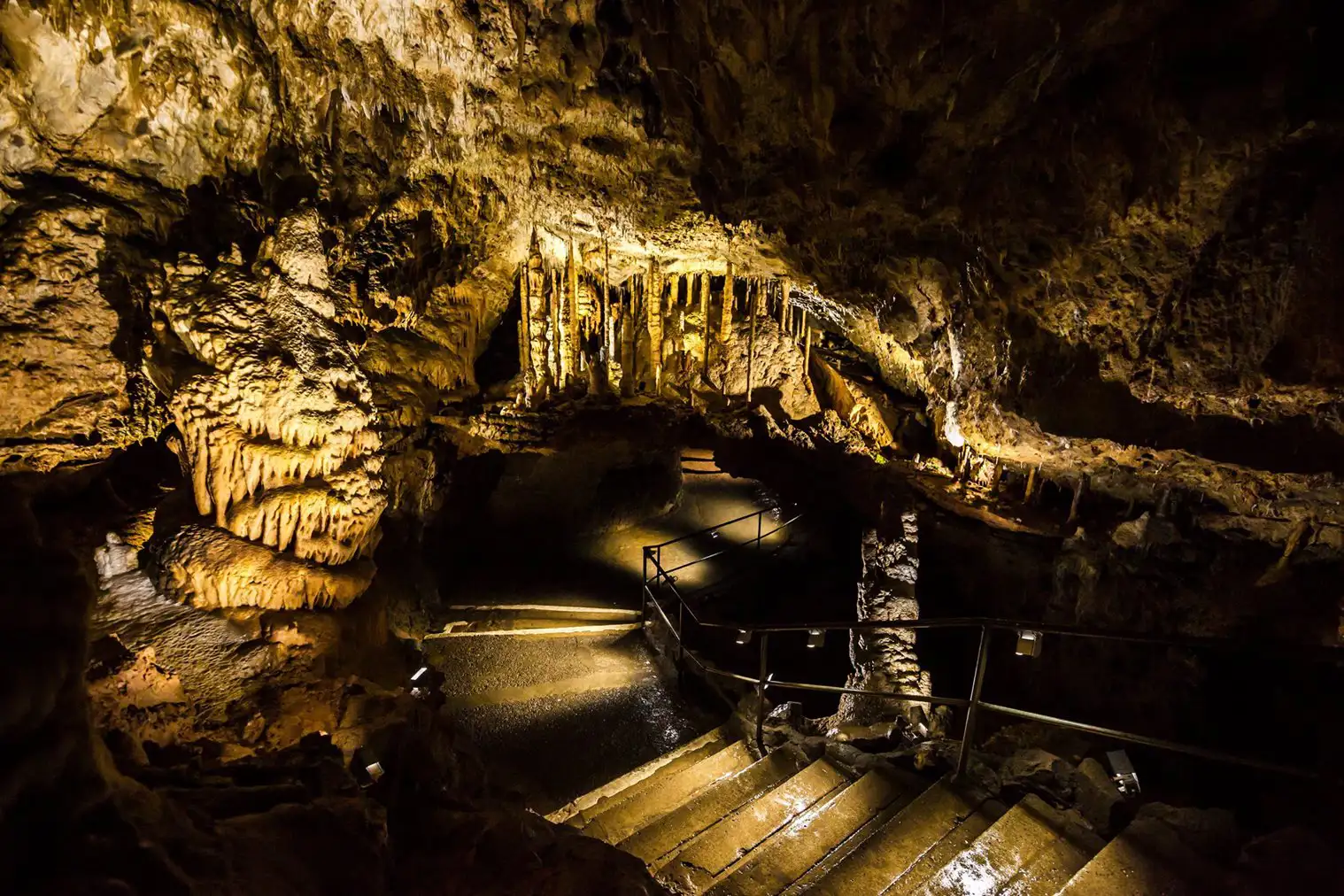 Limestone formations in underground cave