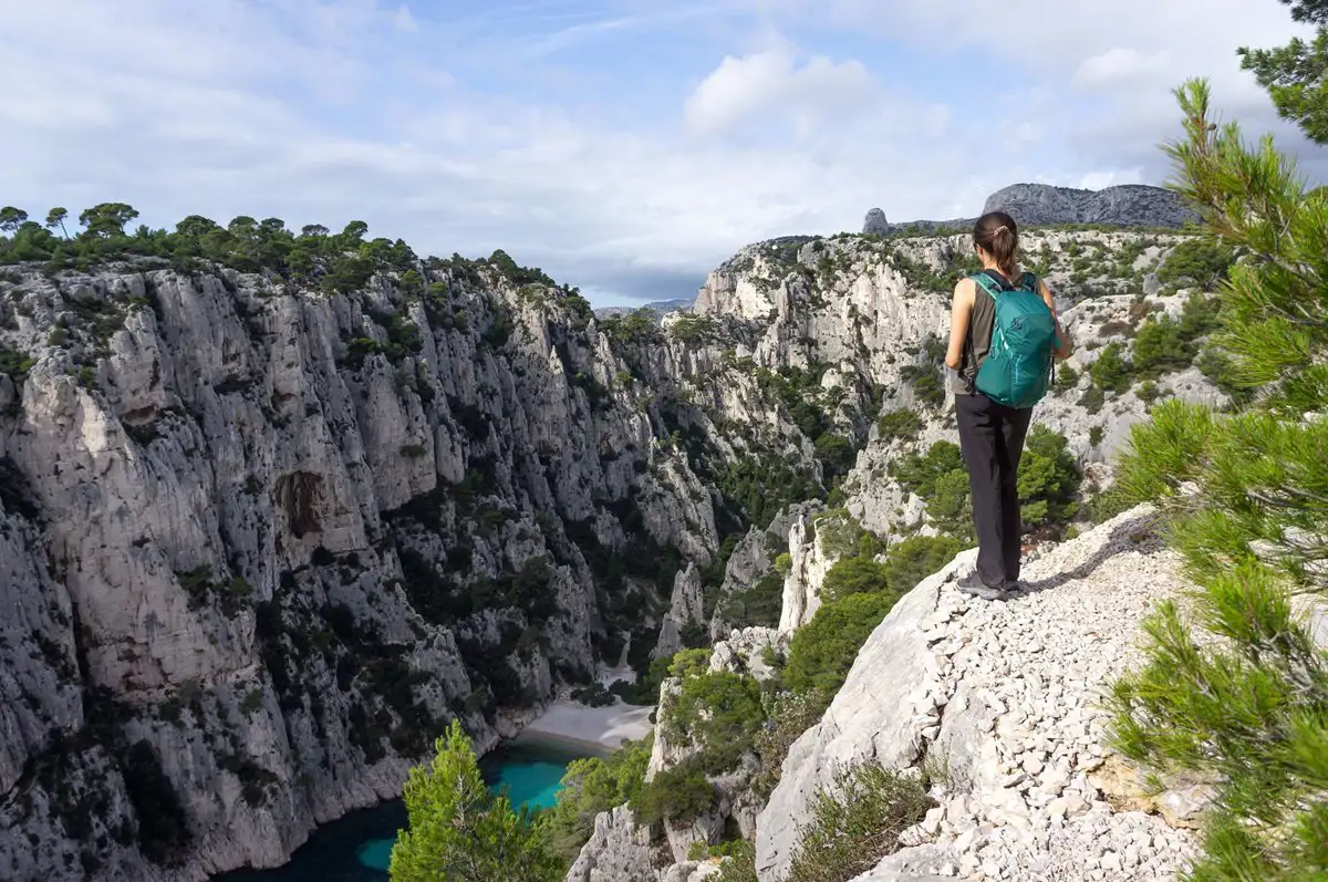 Person hiking on Calanque d'En-Vau