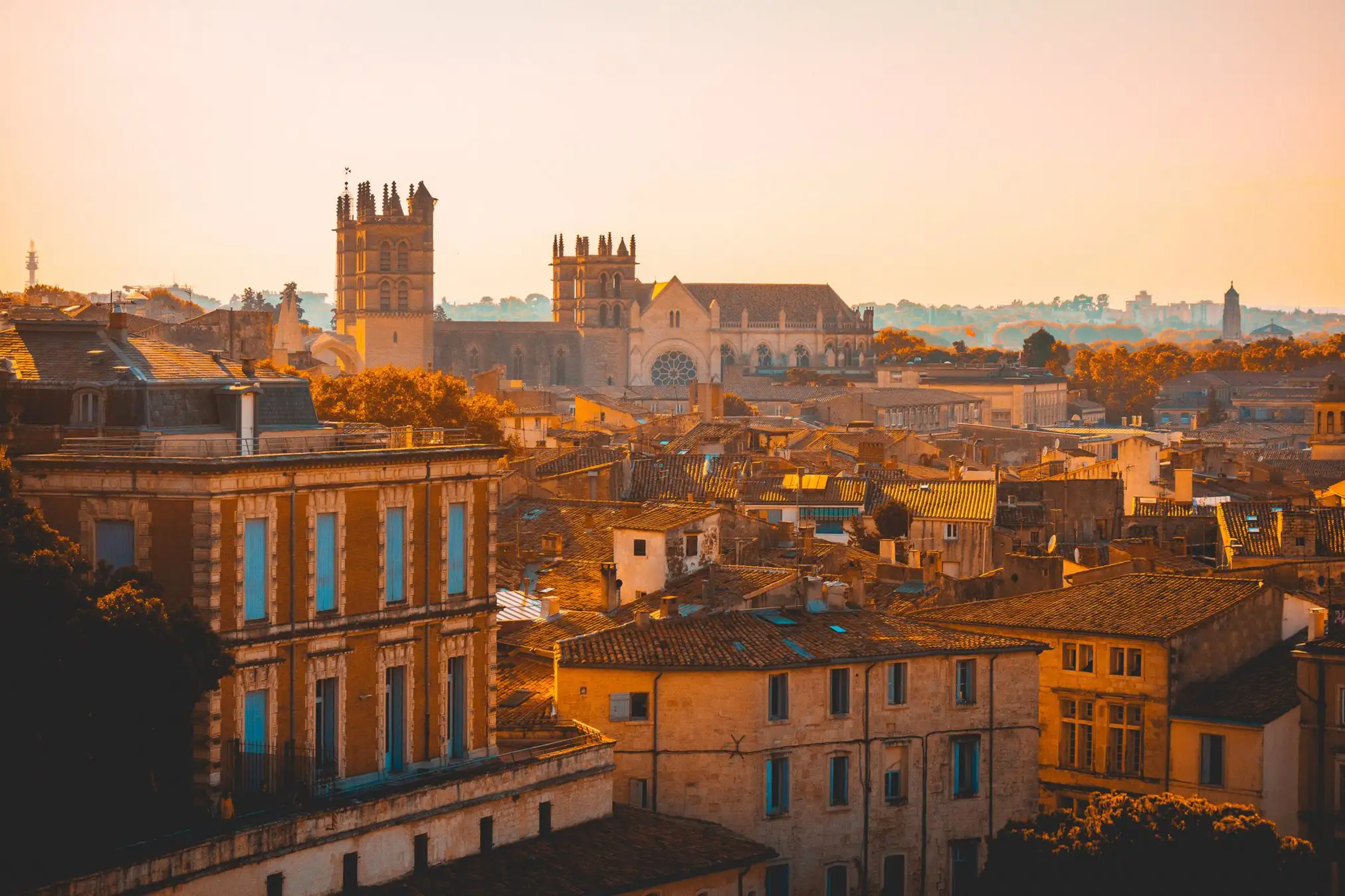 Sunset over the Montpellier skyline