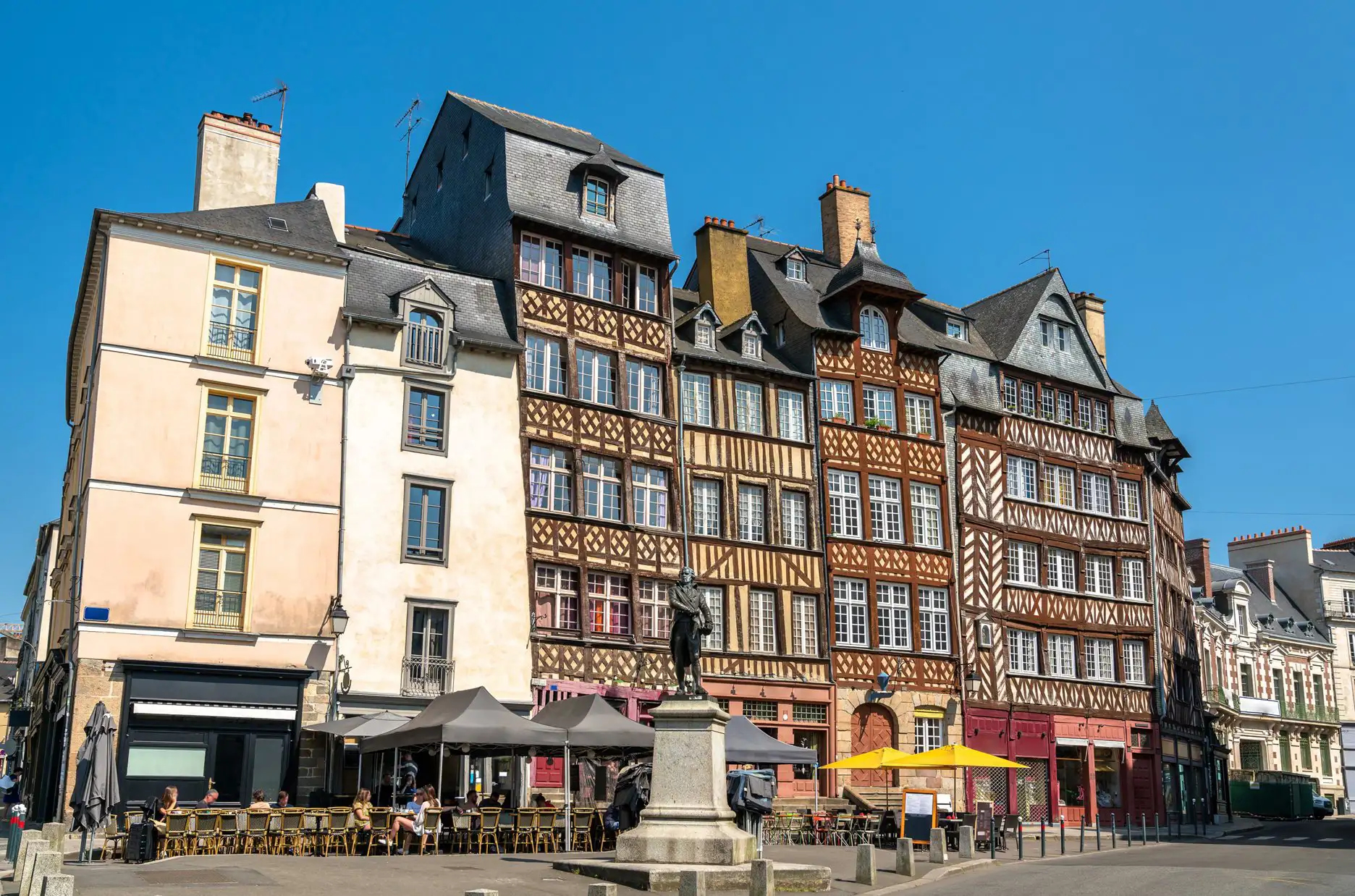 Half-timbered buildings in Rennes, France