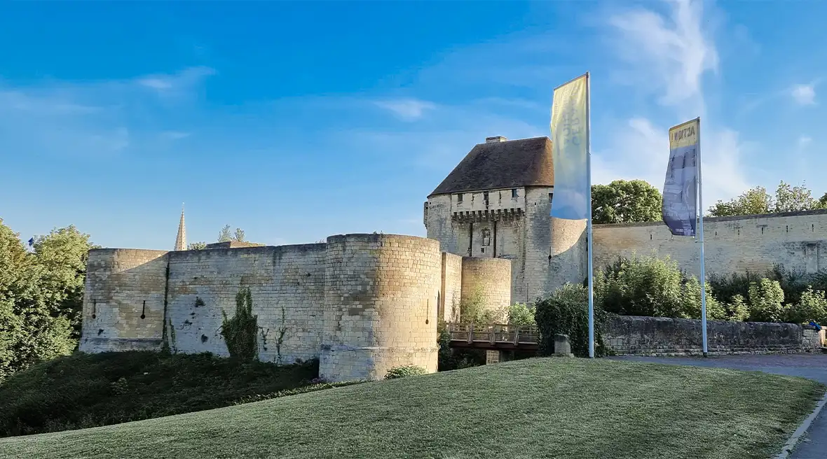 Medieval castle with impressive round towers