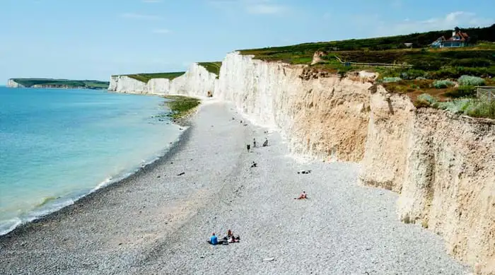 Birling Gap strand met de bekende witte rotsen.