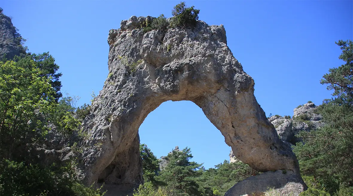 A huge natural arch rock formation