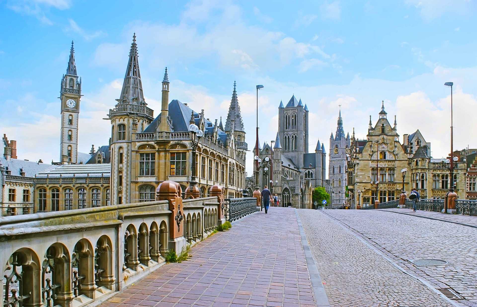 St Michael's bridge at sunrise, Ghent, Belgium