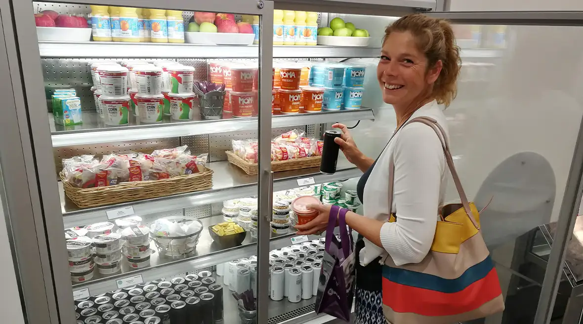 Emma as she prepares to raid the Flexiplus fridge