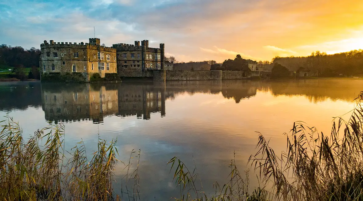Le château de Leeds au coucher du soleil
