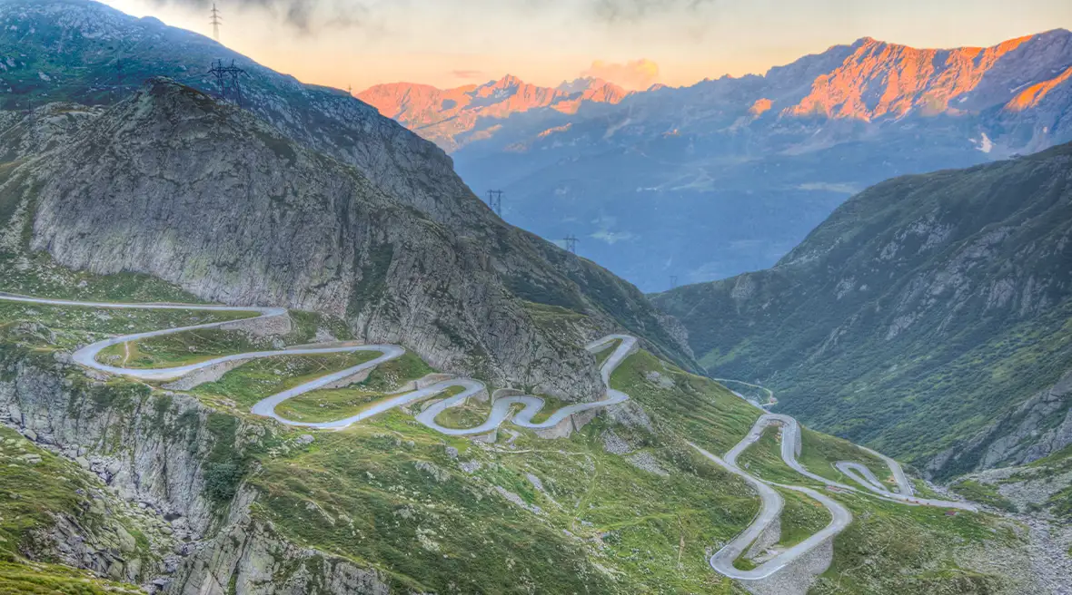 St. Gotthard Pass at sunset