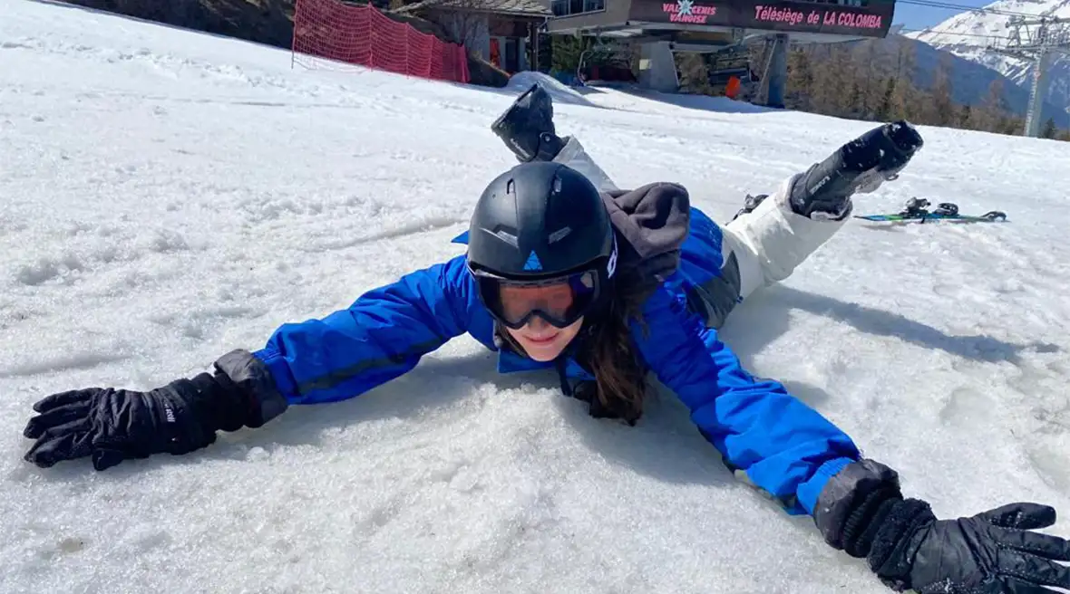 Soft snow is an ideal landing pad for beginners on a family ski holiday in Val Cenis.