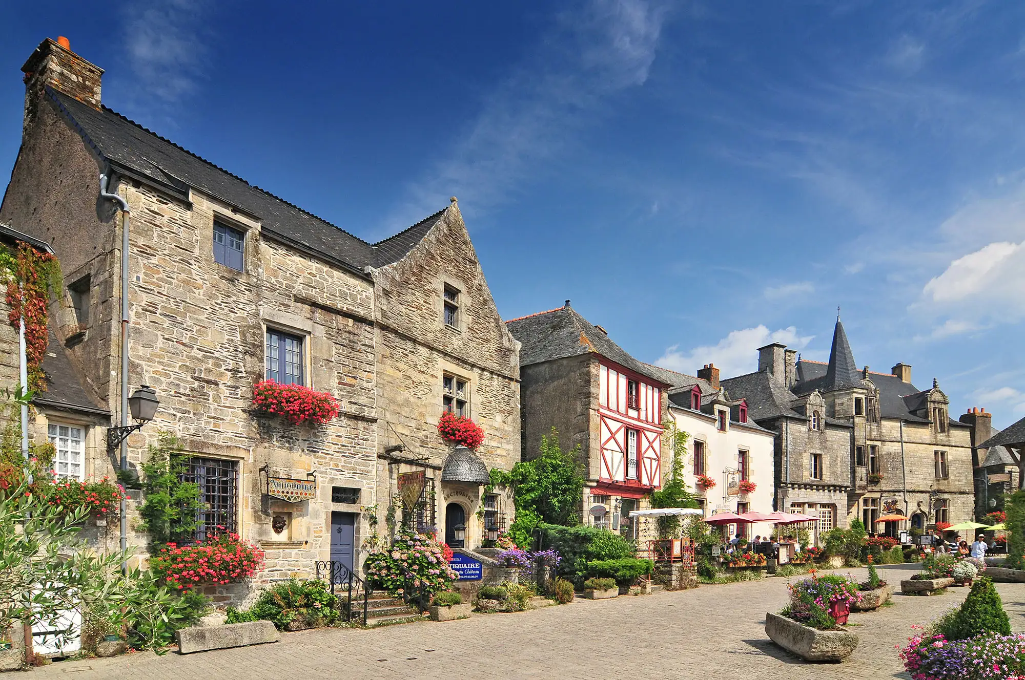 Medieval houses at Rochefort en Terre Brittany in north western France.
