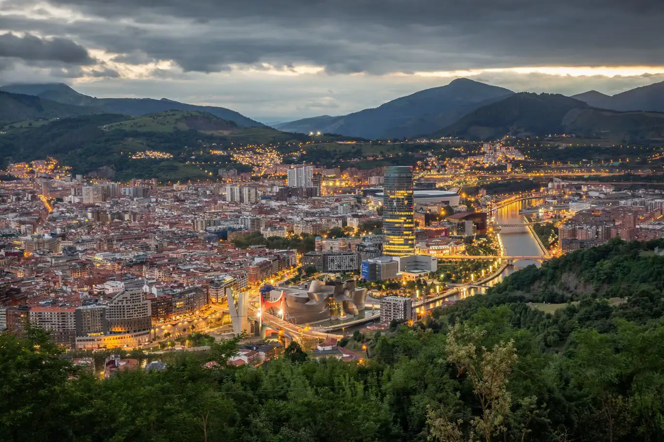 View of Bilbao at dusk