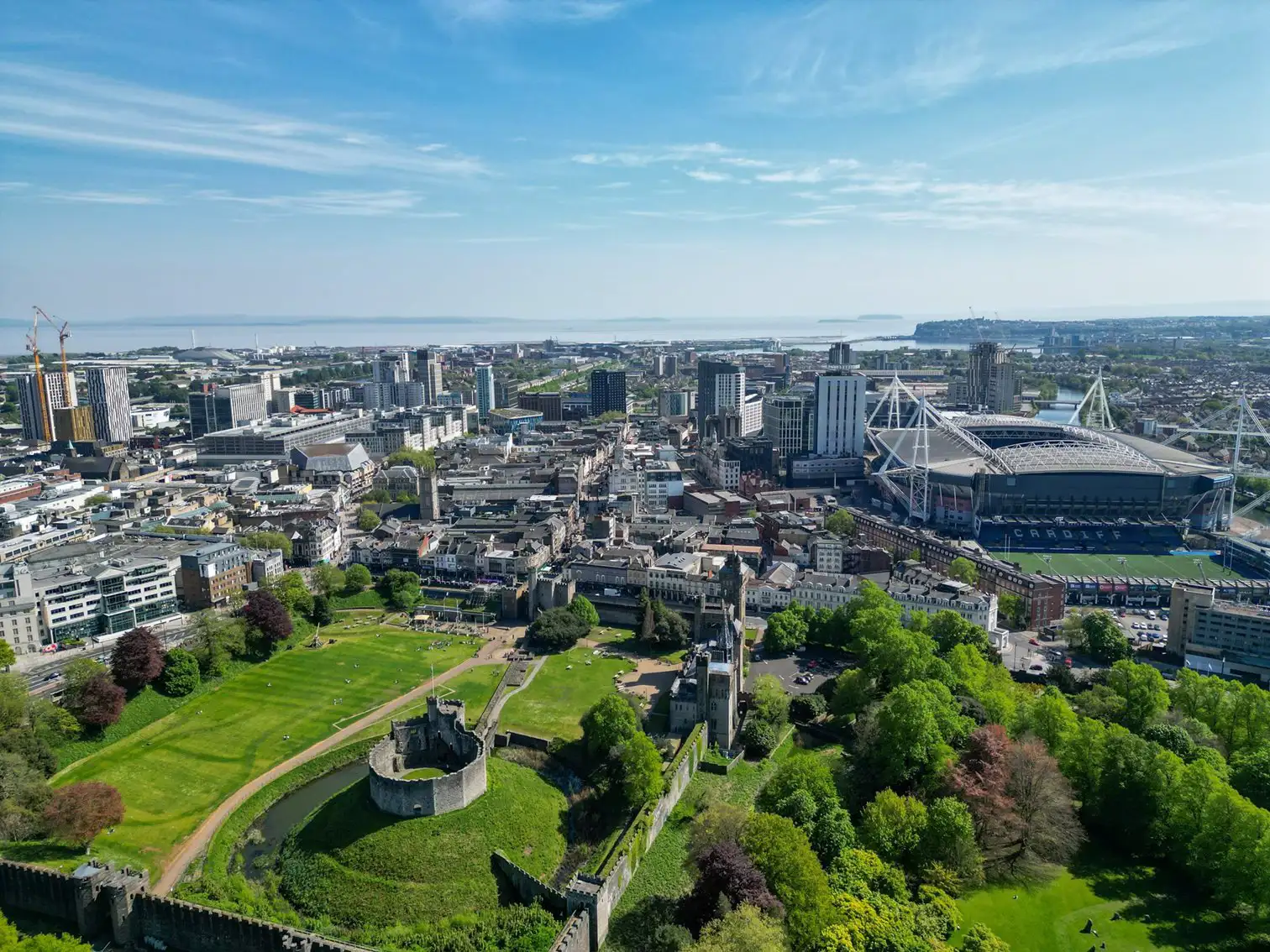Vue aérienne de Cardiff.