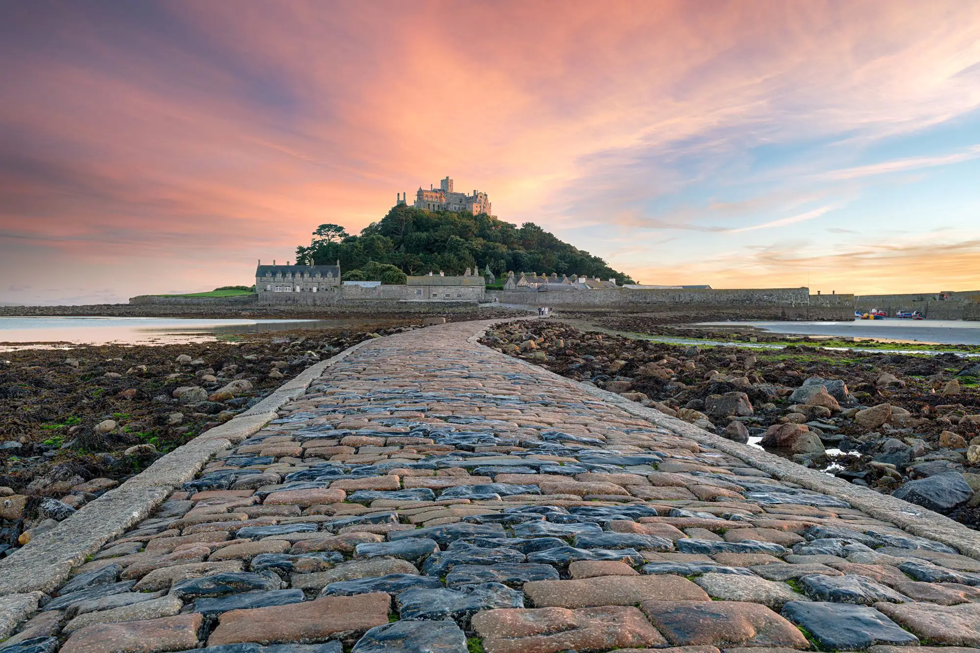Sonnenuntergang am St. Michael's Mount, Cornwall.