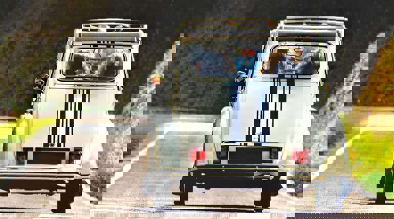 Car driving along the road