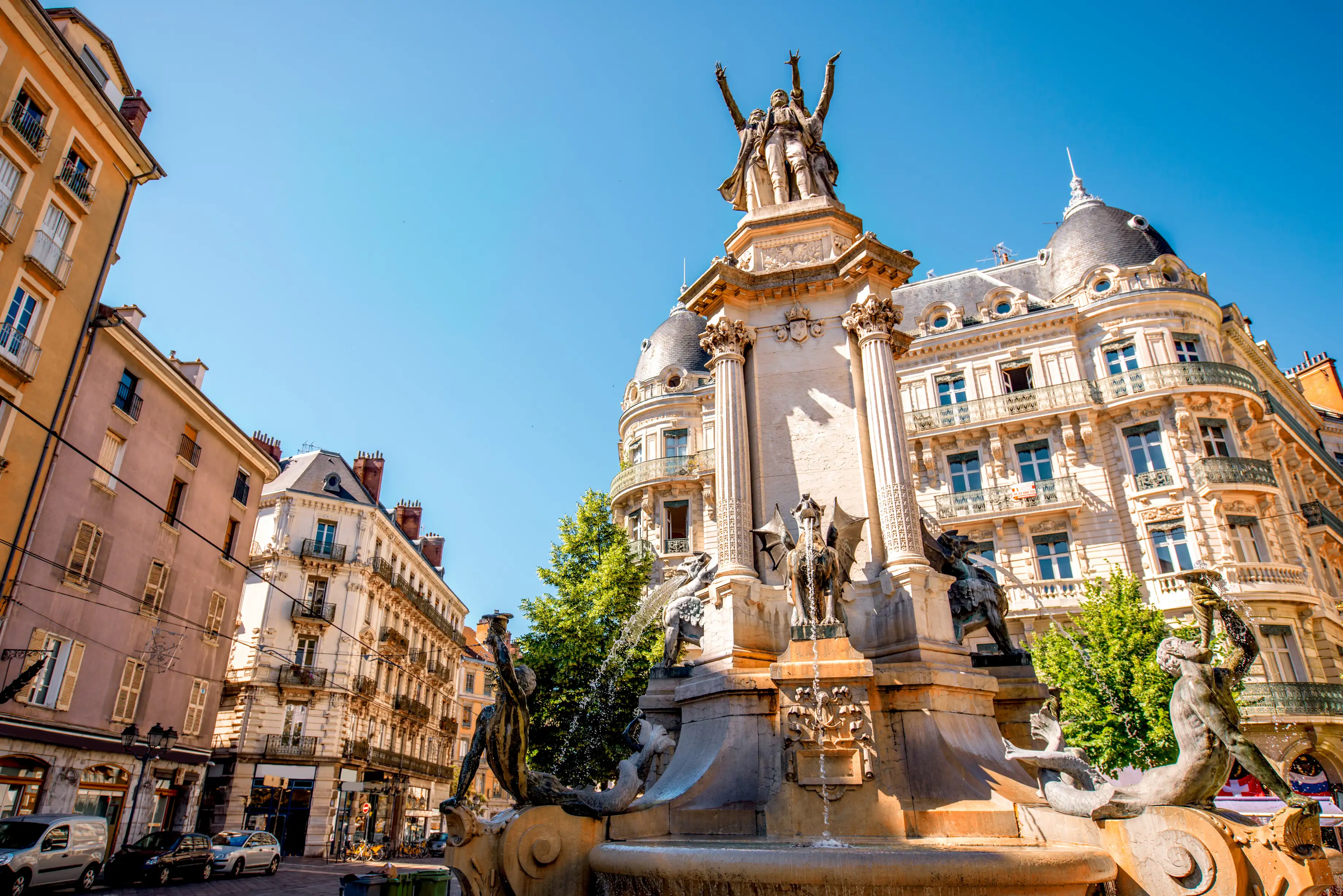 Ornate fountain in a French city, Grenoble