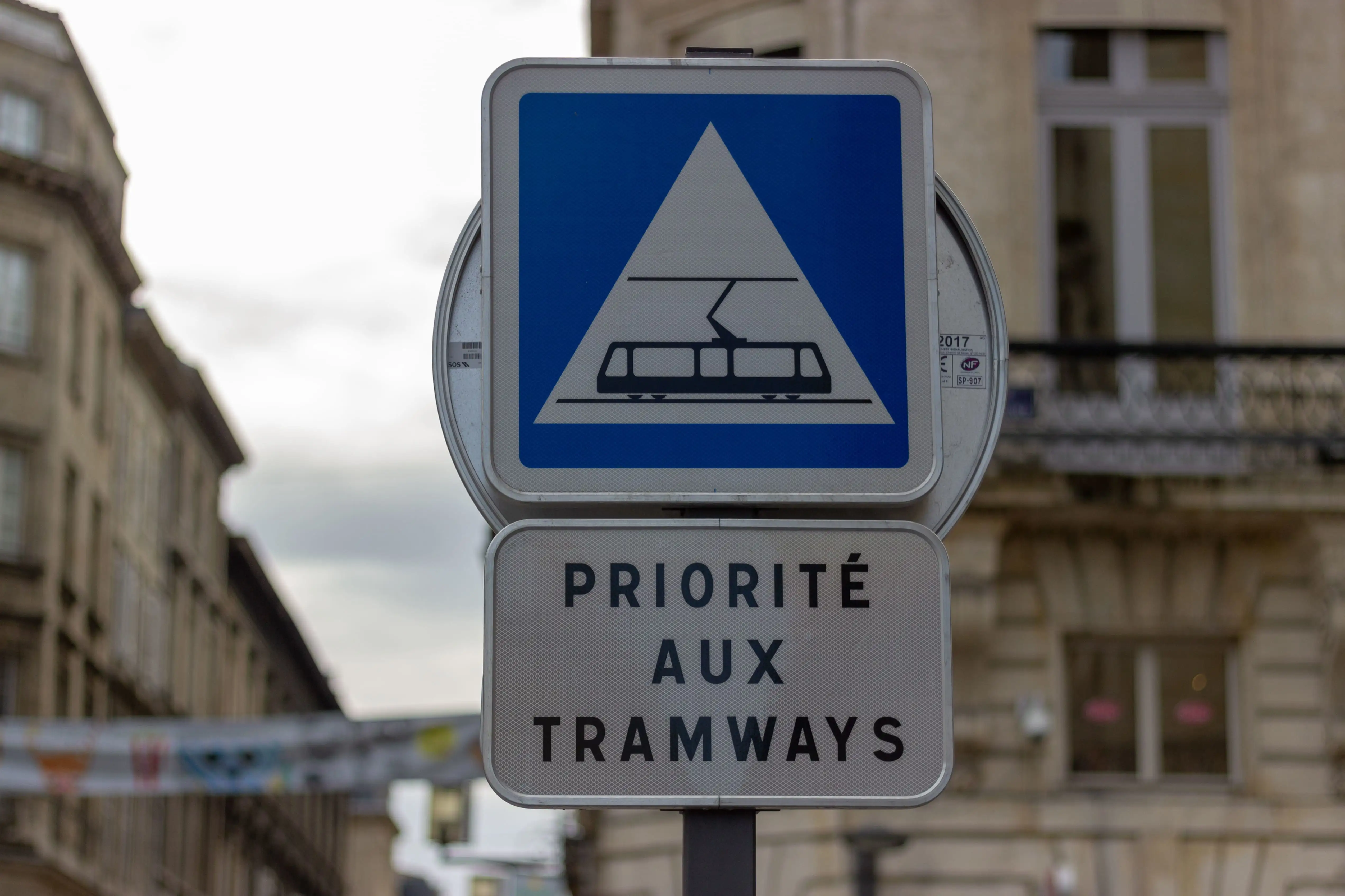 A tram sign in Bordeaux