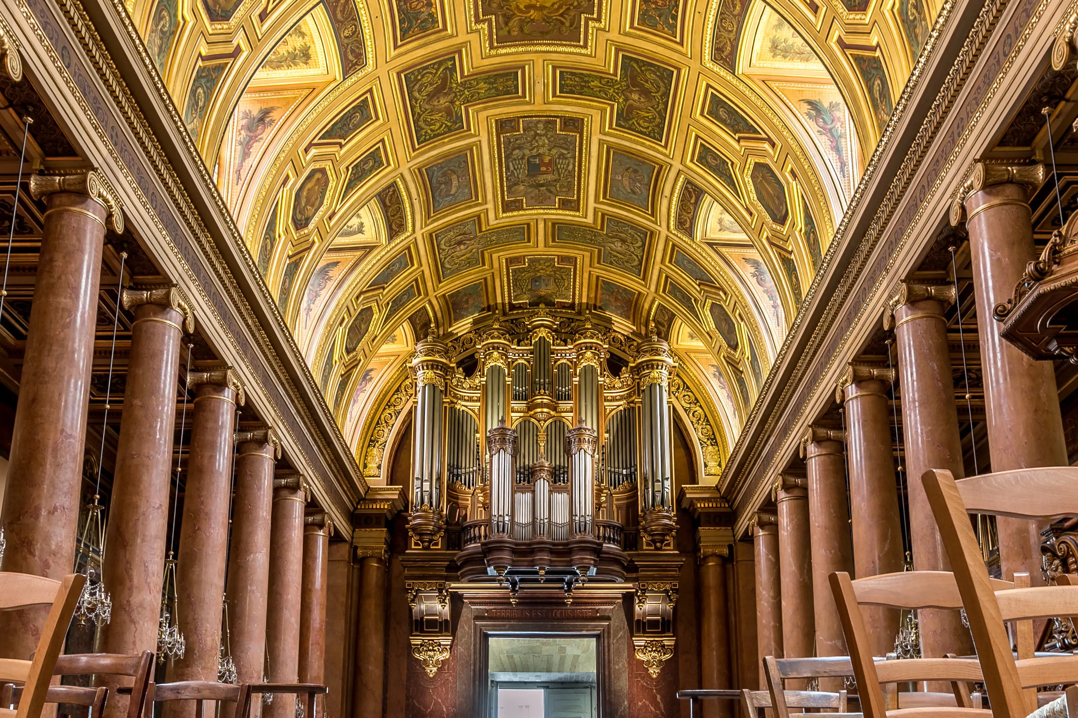 Ornate nave and ceiling, Rennes cathedral, France