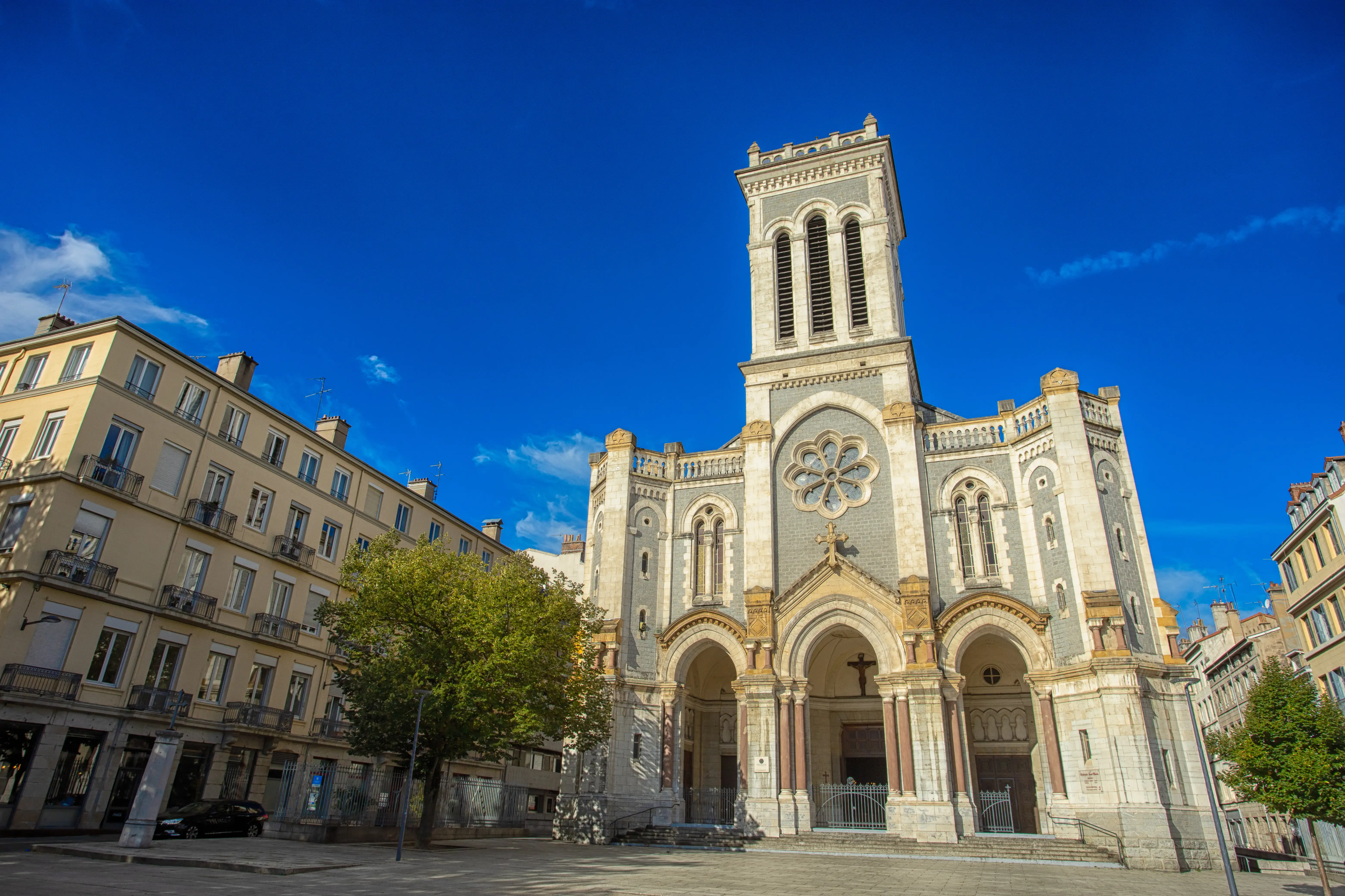 Large square with cathedral, Place Jean-Jaurès, Saint-Étienne