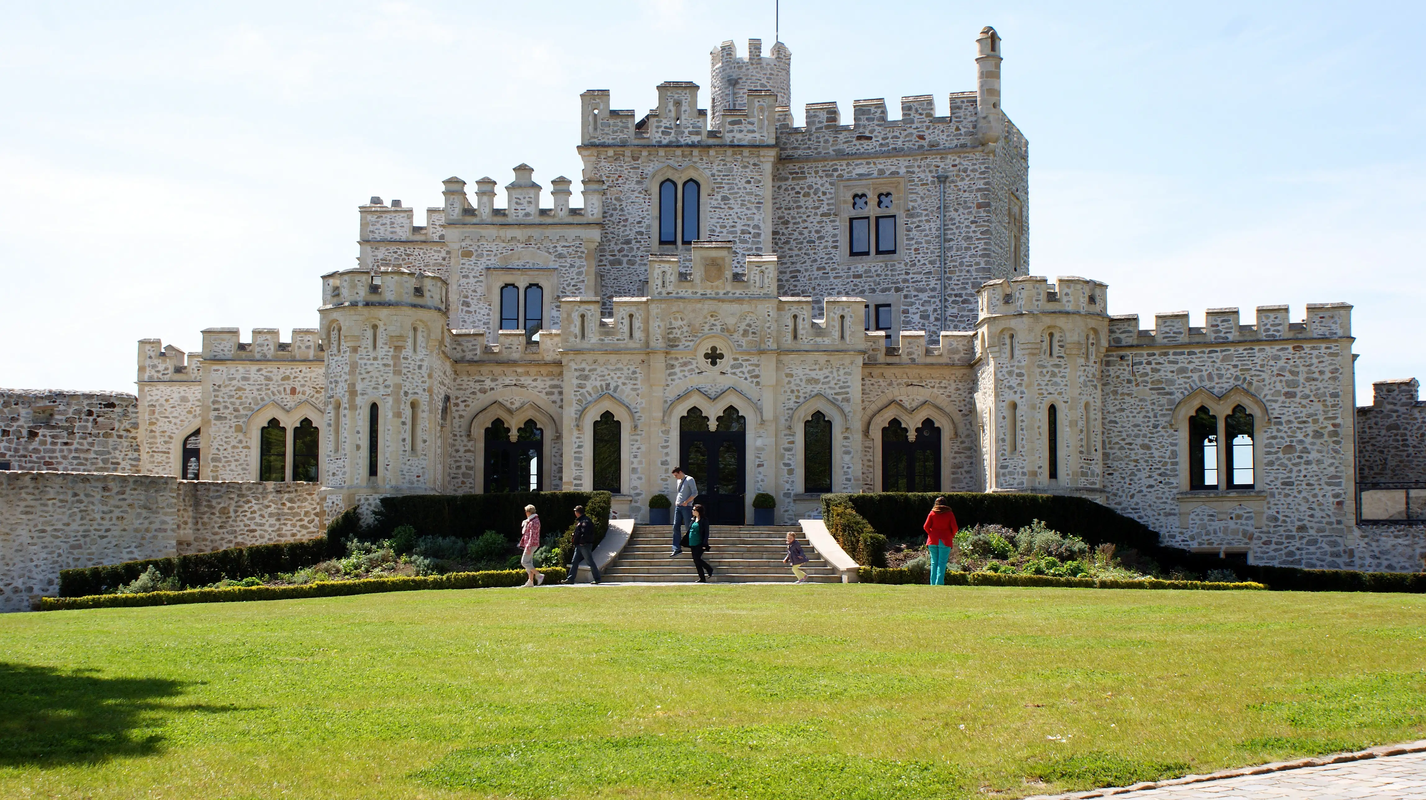 People visiting a castle, Château d’Hardelot, Hauts-de-France
